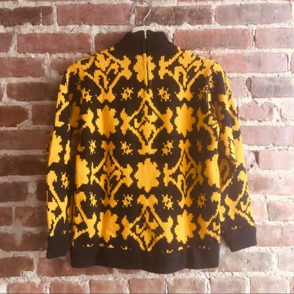 VTG Damask Knit Mockneck Sweater Size 36 - Picture 2 of 6